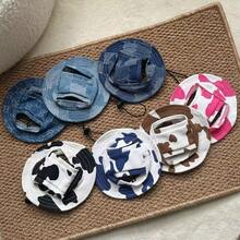 Summer Pet Bucket Hat Sun Hat Dog Hat Cat Headdress With Adjustable Length, Suitable For Small And Medium-Sized Cats And Dogs - Multicolor - View 1