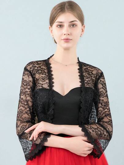 1個 レトロエレガントなブラック、シャンパン、ホワイトレース長袖セクシーキャミソール、デイリーウェア、結婚式、パーティー、秋の女性服に適しています