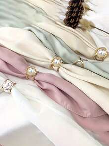 5PCS Accessories Women Fashion Hijab Pins Casual Simple Bohemian Style Gold Faux Pearl Silk Scarf Combination Buckle Corner Knot Ring Multi-Functional Scarf Fixed Buckle For Dress