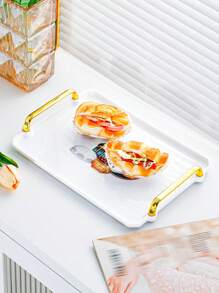 1 pièce Plateau de service en plastique thème céleste avec design de phare et de lune - idéal pour placer le thé, les desserts et les amuse-gueules dans la cuisine, la salle à manger ou le salon - parfait pour les mariages, les anniversaires et les cadeaux, plateau décoratif, vaisselle unique, traiteur, fêtes