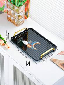 1 pièce Plateau de service en plastique thème céleste avec design de phare et de lune - idéal pour placer le thé, les desserts et les amuse-gueules dans la cuisine, la salle à manger ou le salon - parfait pour les mariages, les anniversaires et les cadeaux, plateau décoratif, vaisselle unique, traiteur, fêtes