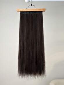 3片装22英寸直发夹式接发片，棕色，合成全头假发片，女士适用 - 棕色 - 查看 6