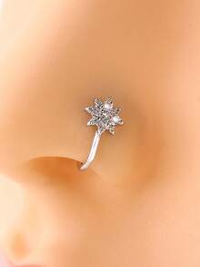 Nooxian 1 件微镶嵌方晶锆石八角星 U 型假鼻环 - 銀色 - 查看 6