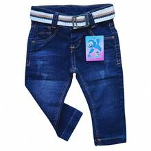 Calça Jeans jogger e skine com Lycra Bebê Masculina tam 0 a 12 meses - Lavagem escura - Visão 2