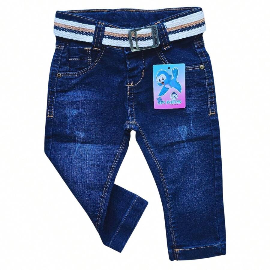 Calça Jeans jogger e skine com Lycra Bebê Masculina tam 0 a 12 meses