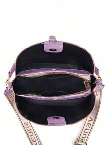 3pcs Women Bag Set, Including Ombre Bucket Bag, Letter Print Crossbody Bag, Fashion Decor Handbag And Women Wallet - Multicolor - View 5