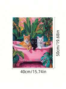 1套DIY数字油画套装 - 沐浴小猫，精心绘制的油画，展现您的个性，选择一幅画作来装饰您的空间，选择合适的画作。用色彩装点您的生活，展现您的个性。立即开启您的艺术之旅。40*50厘米