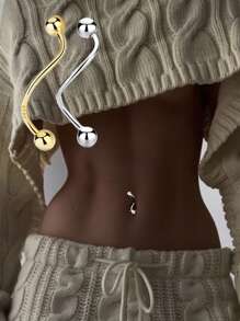 1PC 925 Sterling Silver Bead Belly Button Ring Belly Piercing Jewelry Short Bar Navel Ring Piercings Gift For Women