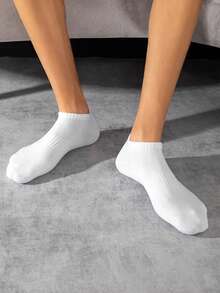 1/5/10 Pairs Men's Sports Socks, White Boat Socks, Moisture-Wicking Breathable, Tennis, Badminton, Running, Basketball, Fall