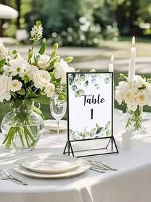 4 包亚克力标牌架 5x7 英寸 - 双面桌面框架，适用于婚礼桌号、餐厅菜单、圣诞照片、毕业典礼、生日派对、迎婴派对（带可拆卸粘点） - 清晰的照片/价格/菜单展示架