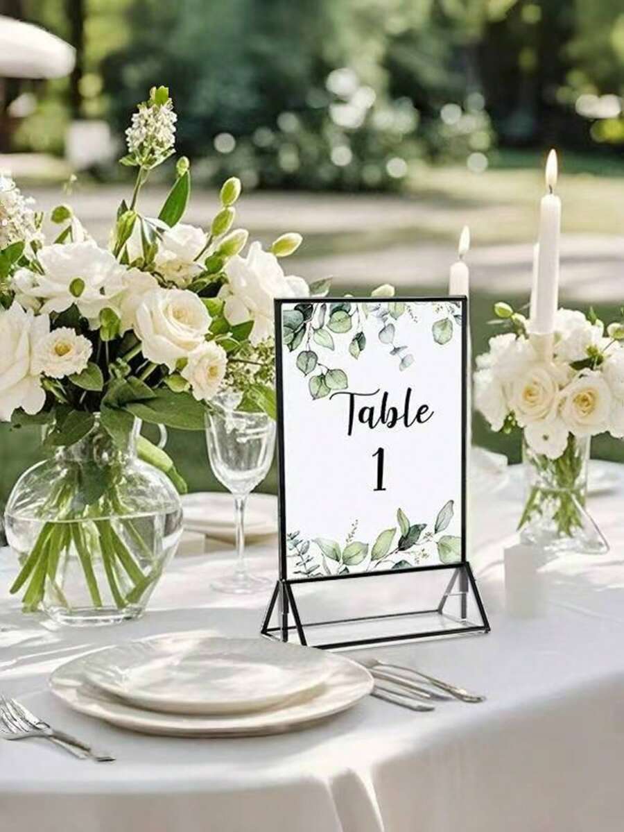 4 paquetes de soportes acrílicos de doble cara para números de mesa ...