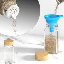 12/24 PCS Glass Spice Jar With Bamboo Lid, 4 Oz Glass Jar With Minimalist Farmhouse Spice Label Sticker, Collapsible Funnel, Brush, Pen, Spice Storage Bottle For Spice Racks, Cabinets, Drawers - Gói 12 cái - Xem 3