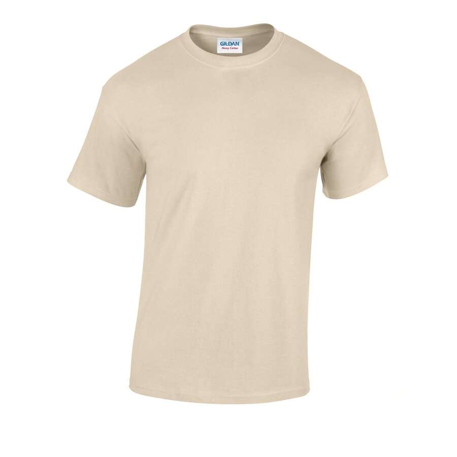 Gildan Unisex Adult Heavy Cotton TShirt (Sand) - 黃色 - 查看 1