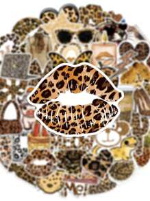 50 pezzi Adesivi vintage vintage a tema leopardato e graffiti, stile moda vintage, in materiale PVC impermeabile, adatti per decorazioni di caschi, auto, feste, etichette, adesivi autoadesivi, utilizzabili per scrapbooking, computer portatile, bagagli, chitarra, bottiglie d acqua, cover per telefono, decorazioni moda urbana giovanile, per il ritorno a scuola, stagione di laurea