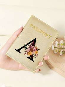 1pc A-Z 26 Letters Fashionable Letter Print Stylish Burgundy Passport Cover, Premium PU Leather Passport Wallet With Multi-Card Pockets For Credit Cards, Boarding Passes, And IDs Graduation - Burgundy - View 46