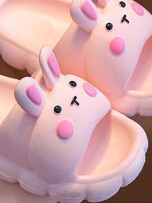 1双可爱卡通兔子儿童拖鞋，防滑，适合室内外/沙滩穿着，夏季款