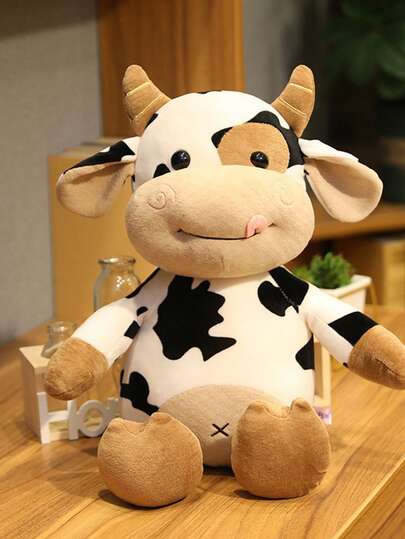 1 件 30 厘米可爱奶牛毛绒填充动物玩偶，柔软奶牛玩偶，生日礼物，家居装饰