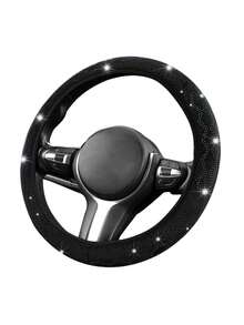 1 件装闪亮水钻方向盘套，带水晶钻石，闪亮汽车方向盘保护套，通用 15 英寸