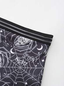 Dircho 6pcs Women Gothic Halloween Skulls Print Contrast Binding Boyshorts, Comfy & Soft Elastic Waist Intimates Panties, Women's Lingeries & Underwear - Multicolor - View 10