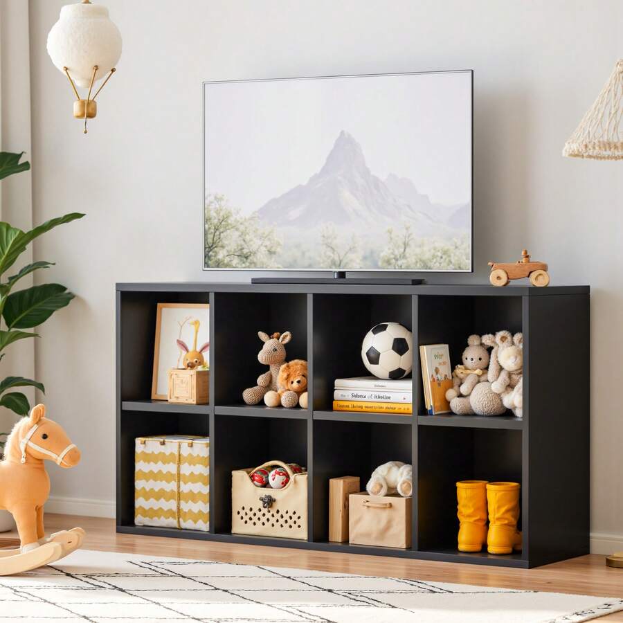 Furniwell 8-Cube Bookcases, 2-Tier Freestanding Bookshelf With Adjustable Shelves - màu đen - Xem 1