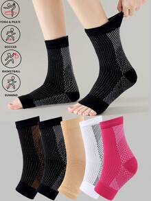 3 Pairs Of Breathable Net Mesh Simple Compression Plantar Fasciitis Socks, Ankle Support For Sports, Cycling, And Injury Prevention Gym Gym Wristbands Accessories