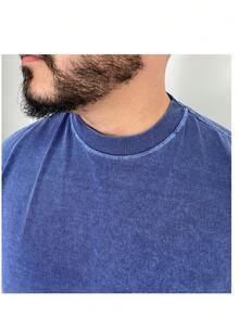 Men's Oversized Faded T-Shirt - Màu xanh lam - Xem 3