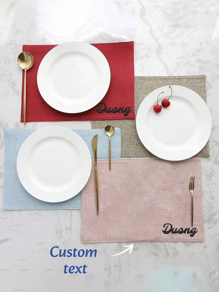 1 pieza Servilletas bordadas con nombre, servilletas de boda con monograma, servilletas de boda, servilletas de lino personalizadas con bordado de nombre, servilleta de lino familiar - Estilo 2 - Ver 1
