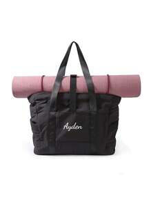 1pc Embroidery Customization Tote Bag For Women With Zipper, Gym Tote With Compartments, Large Capacity Casual Shoulder Bag, Work Tote Nurse Dance Yoga Bag For Sport, Travel