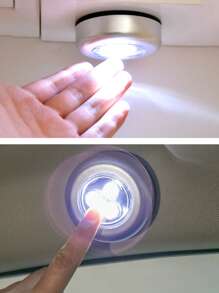 6/3/1 Luz de presión plateada, 3 luces nocturnas inalámbricas LED, diseño de interruptor de presión circular de luz amarilla/blanca, carcasa de material ABS, luz de pared adecuada para iluminación del hogar, pasillo, baño, dormitorio, cocina, gabinete, escaleras, iluminación de automóvil (excluyendo la batería)