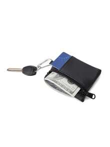 1pc Minimalist Camping Hiking Fishing Coin Purse Zippered Card Case Key Holder For Men Wallet Mini Wallet Purse Wallet Travel Wallet Coin Wallet Wallet - Black - View 3