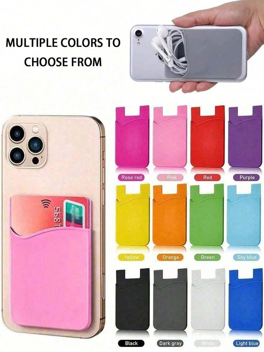 Cell Phone Wallet Silicone Stick On Card Holder Back Phone Adhesive Back Of Cell Phone Wallet For Check ID Business Card Compatible Works With Most Smartphones Minimalist Universal Adhesive Phone Back Bag Phone Back Wallet Pocket Compatible With Most Smartphones And Protective Cases Card Covers For Vacation Card Holder Wallet Business Card Holder Credit Card Holder Women For Women For Men Card Wallet Cell Phone Purse Cellphone Bag - View 1