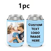 Customizable Beer Sleeves, Personalized With Logo, Name, Photo, Font, Ideal For Parties, Gatherings, Home, Travel, Custom Beverage Bottle Coolers With Initial Text Letter Combination Design, Fun Birthday, Wedding, Party Gifts (Non-Food Contact)