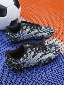 1 双儿童低帮足球训练鞋，春季新款 - 黑色 - 查看 4