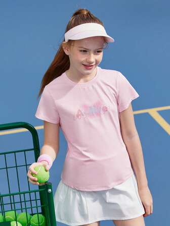 Balabala Girls' Quick-Dry Sports Tee, Breathable & Lightweight Summer Top