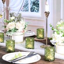 6pcs Amber Glass Star And Snowflake Candle Holders, Vintage Boho Dining Table Decor For Wedding, Party, Autumn, Thanksgiving, Christmas - Multicolor - View 8