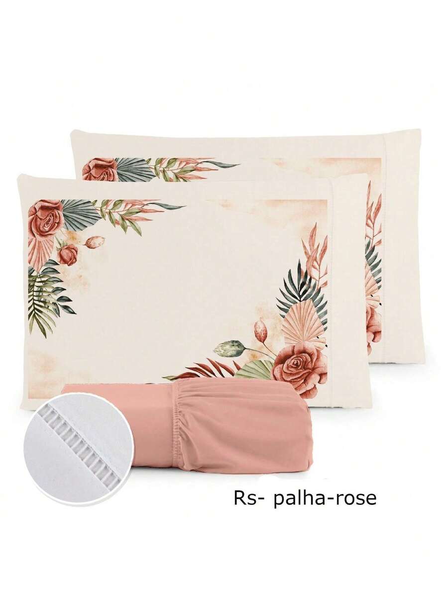 3-Piece Sheet Set 400 Thread Count For Queen King Single Bed Micropercal - RS PINK STRAW - View 1
