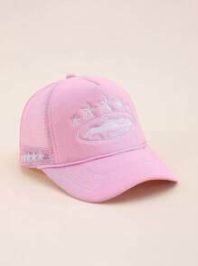 1pc Embroidered 5-Star Baseball Cap With Mesh Breathable Fabric, Adjustable Visor Sun Hat For Outdoor Travel Beach, Suitable For Men & Women, Y2K Style