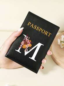 1pc A-Z 26 Letters Fashionable Letter Print Stylish Burgundy Passport Cover, Premium PU Leather Passport Wallet With Multi-Card Pockets For Credit Cards, Boarding Passes, And IDs Graduation - Burgundy - View 132