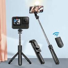 AXNEN 可伸缩自拍杆三脚架，带无线遥控器和手机支架，便携式智能手机三脚架，适用于团体自拍/直播/视频录制，兼容iOS/Android/GoPro设备
