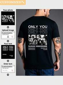 Customized Personalized Men's T-Shirt With Photos And Personalized Text Printed On The Back, Making It A Personalized Gift For Husbands Or Boyfriends,Stylish,Fashion,Hipster,Casual,Minimal Chic,Personalized,Customized,Custom,Unique,Guy Costumes,Capsule Wardrobe,Men Basic/Street Style,Ideal Gifts For Him,Boyfriend,Family,Friends,For Birthdays,For Vacation/Holiday,For School/Competition,For Sports/Climbing