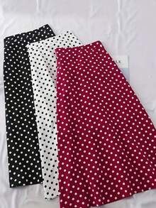 3 件套女士休闲圆点印花中长裙