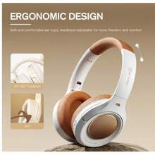 IKF King Pro 时尚复古无线降噪耳机有线耳机，125 小时电池续航，适合搭配 OOTD - IKF APP 支持 - 棕色 - 查看 5