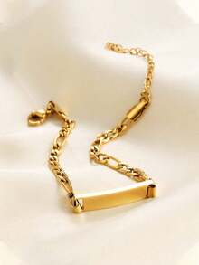 1 pieza/2 piezas Brazalete curvo de acero inoxidable alargado y suave - Accesorio ajustable - Brazalete curvo de acero inoxidable sin procesar - Ajustable - Unitalla - Ver 3