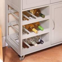 SoBuy FKW45-HG, Kitchen Storage Trolley Serving Trolley Kitchen Storage Cabinet With Stainless Steel Worktop - Khaki - View 6
