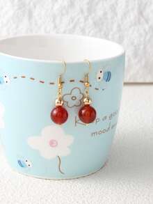 1 对天然石耳环，女士耳环平衡能量瑜伽冥想友谊绿玛瑙青金石圆珠耳环，珠宝和手表/女士时尚珠宝/女士耳环/女士耳环 - 金色 - 查看 7