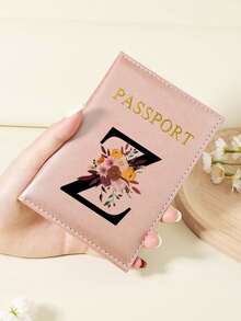 1pc A-Z 26 Letters Fashionable Letter Print Stylish Burgundy Passport Cover, Premium PU Leather Passport Wallet With Multi-Card Pockets For Credit Cards, Boarding Passes, And IDs Graduation - Burgundy - View 78