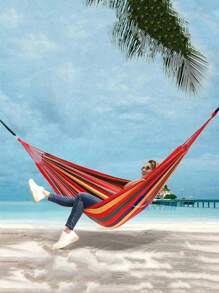 1pc Outdoor Canvas Hammock, Widened For Single/Double Use, Leisure Camping Equipment