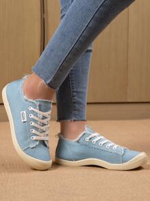 Lightweight & Comfortable Plain Color Preppy College Style Lace Up Flat Soft Bottom Simple Leisure Shoes For Women, Suitable For Spring And Summer, European And American Style