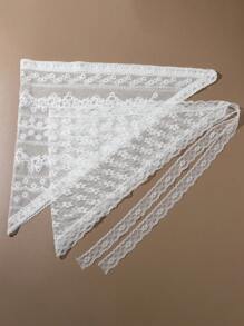 1 Peça Lenço Triangular de Renda para Mulheres, Estilo Country Francês, Tecido de Renda com Estampa Floral, Acessório de Moda para Praia, Férias, Bandana para Cabeça em Todas as Estações