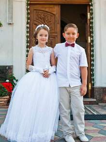 Adjustable Polka Dot Children Bow Tie, Boys Girls Flower Girl/Boy Wedding Party Accessories, British Style Infant Bowtie For 3-16 Years Old Kid Costume, Birthday Formal Wear